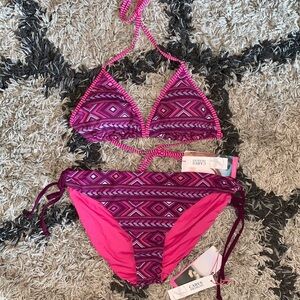 Carve Designs NEW Solana Tribal Halter Top Purple Bikini Set UPF 50 XL